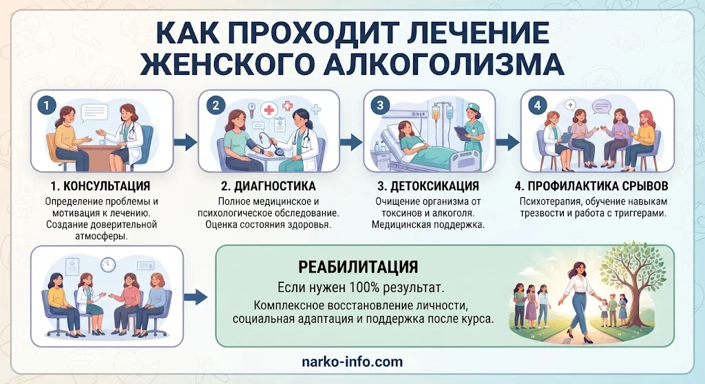Инфографика - Лечение женского алкоголизма
