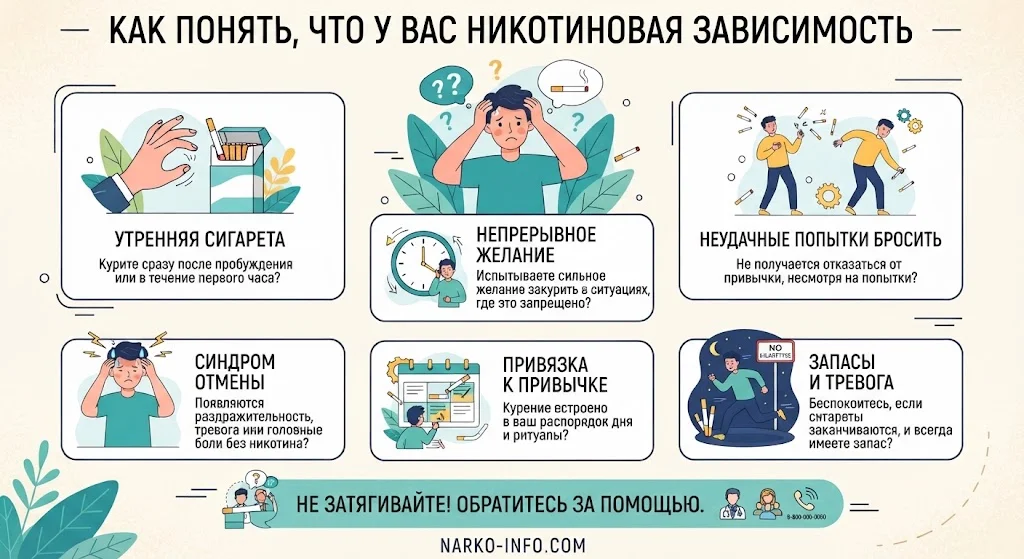 Инфографика - Как понять, что у вас никотиновая зависимость